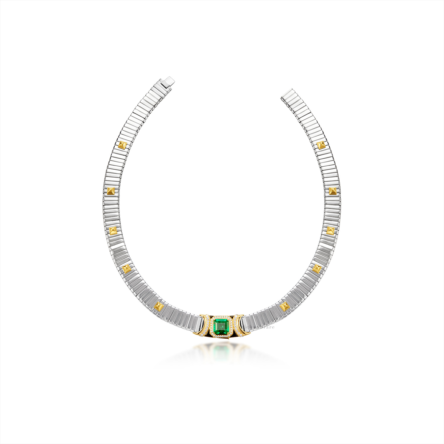 KARAT GOLD, EMERALD AND DIAMOND CHOKER